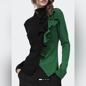 Elegant Color Block Long sleeve Regular Fit Blouse